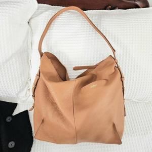 Botkier Zip Detail Brown Leather Hobo Shoulder Bag Botkier